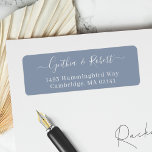 Dusty Blue Classy Script Wedding Return Address Label<br><div class="desc">Dusty Blue Simple Minimalist Script Return Address Label. For further customization,  please use Zazzle's design tool to modify this template.</div>