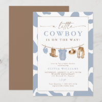 Dusty Blue Clothesline Little Cowboy Baby Shower