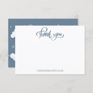 Dusty Blue Cloud Theme Baby Shower Thank You Card