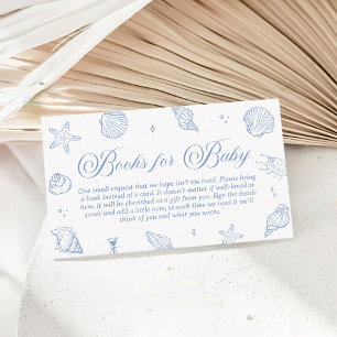 Dusty Blue Coastal Baby Shower Books for Baby Enclosure Card