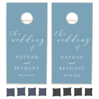 Dusty Blue Coastal Wedding Cornhole Set