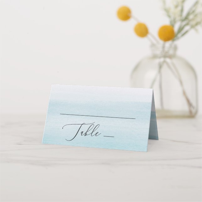 Dusty Blue Coastal Wedding. Elegant Nautical Beach Place Card (Front)