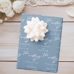 Dusty Blue Coastal Wedding Personalized Wrapping Paper Sheets<br><div class="desc">Dusty blue gift wrap is perfect for a summer coastal wedding by the sea. Personalize these light grey blue wrapping paper sheets with elegant minimalist typography to match your tranquil bridal color scheme.</div>