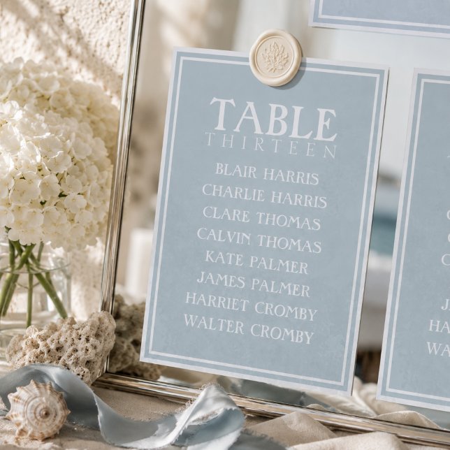 Dusty Blue Coastal Wedding Seating Chart Table Number (Dusty Blue Coastal Wedding Seating Chart Table Number)