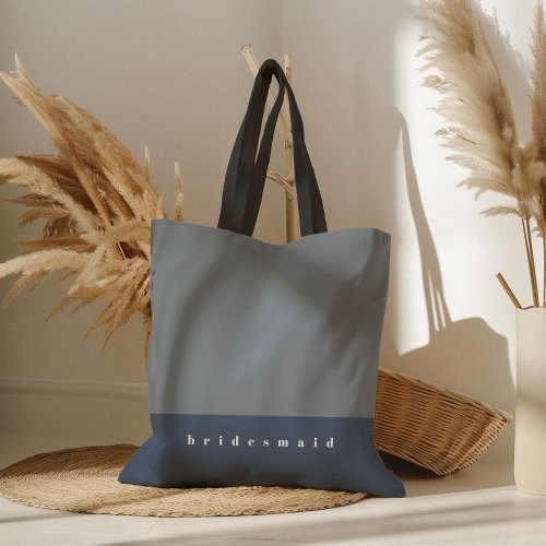 Dusty Blue Color Block Personalized Tote Bag