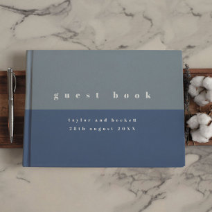 Dusty Blue Color Block Wedding Guest Book