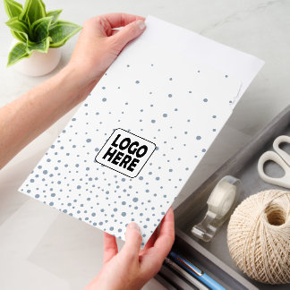 Dusty blue confetti and custom logo business envelope mailers