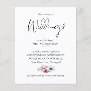 Dusty Blue Coral Floral Wedding Invites Budget