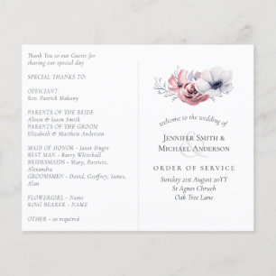 Dusty Blue Coral Floral Wedding Program Budget