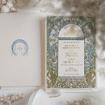 Dusty Blue Cornflower Wedding Art Nouveau Mucha Foil Invitation