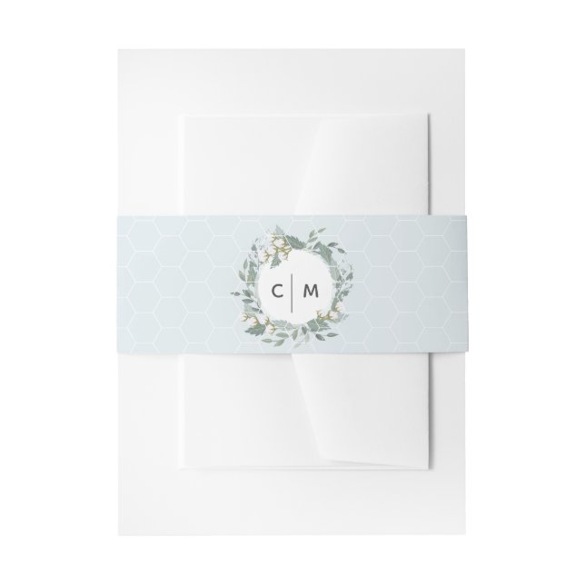 Dusty Blue Cotton Wreath Monogram Belly Band (Front Example)