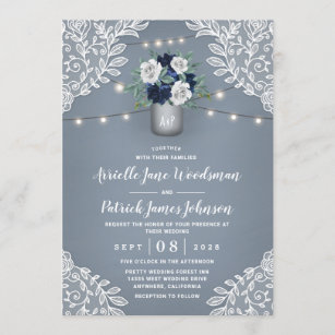 Details about   Rustic Country Patriotic Flowers & Lights Wedding Invitations 50 