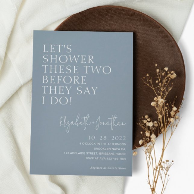 Dusty Blue Couple Shower Before They Say I Do Invitation (Creator Uploaded)