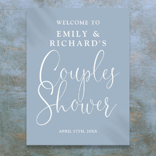 Dusty Blue Couples Shower Welcome Sign