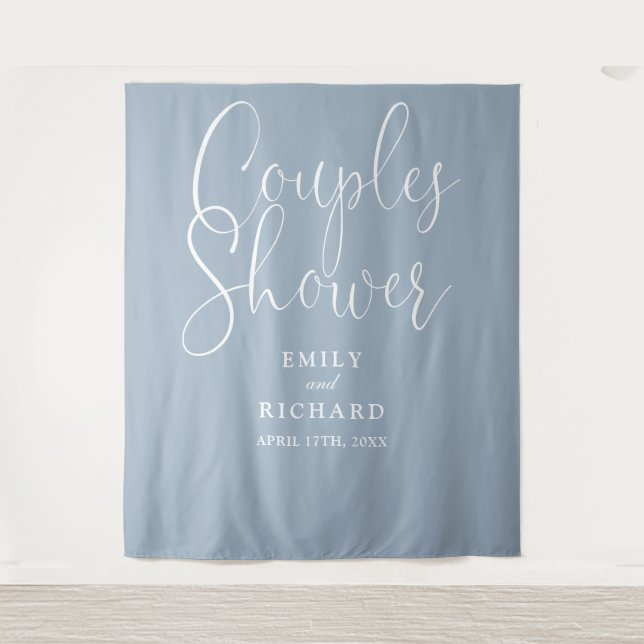 Dusty Blue Couples Wedding Shower Photo Backdrop (Front)