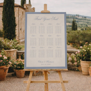 Dusty Blue Cream Elegant Wedding Seating Chart Foam Board