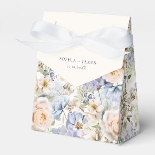 Dusty Blue Cream Floral Seamless Pattern Favor Boxes
