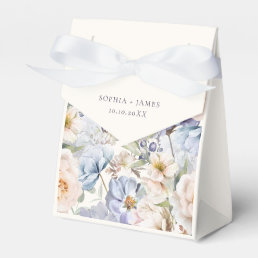 Dusty Blue Cream Floral Wedding Favor Box