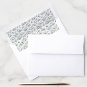 Dusty Blue Cream Florals Wedding Bridal Shower Envelope Liner