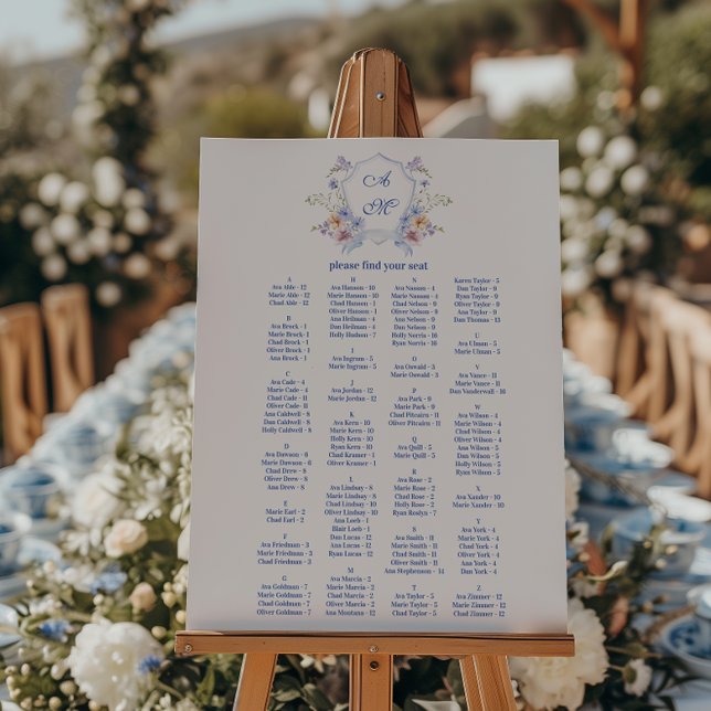 Dusty Blue Crest Floral Wedding Foam Board (Creator Uploaded)