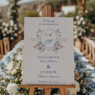 Dusty Blue Crest Floral Wedding Foam Board