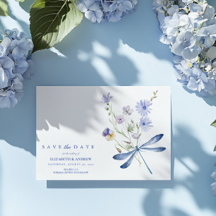 Dusty Blue Crest Floral Wedding Save The Date