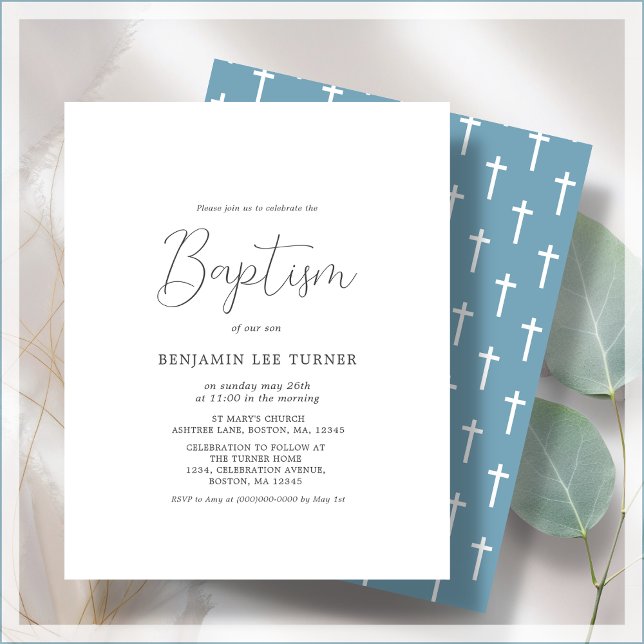 Dusty Blue Cross | Baptism Budget Invitation (Creator Uploaded)