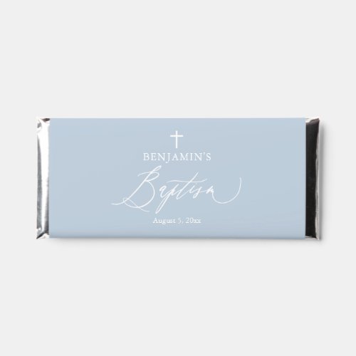 Dusty Blue Cross Boy Baptism Hershey Chocolate Bar