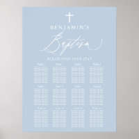 Dusty Blue Cross Boy Baptism Seating Chart Sign