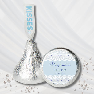 Dusty Blue Cross Christian Baptism Favor