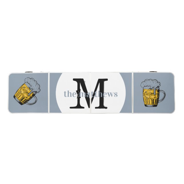 Dusty Blue Custom Beer Create Your Own Monogrammed Pong Table (Top)