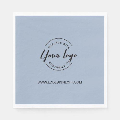 Dusty blue custom business company logo website  napkins