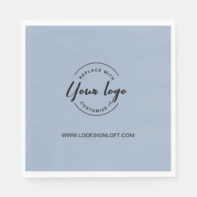 Dusty blue custom business company logo website  napkins (Front)