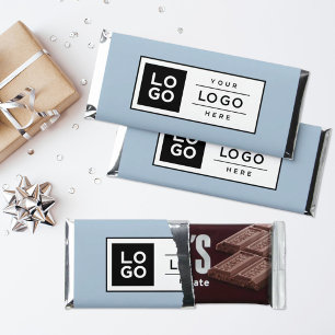 Dusty Blue Custom Business Logo Promo Hershey Bar Favors