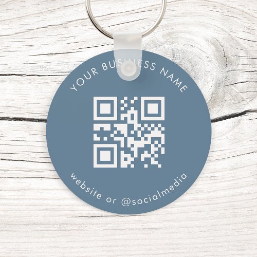 Dusty Blue Custom Business Qr Code Scan Keychain