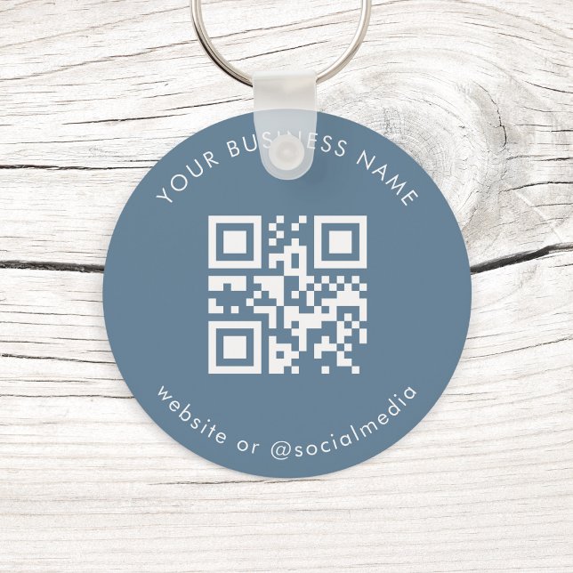 Dusty Blue Custom Business Qr Code Scan Keychain (Creator Uploaded)