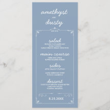 Dusty Blue Custom Color Wedding Menu Cards