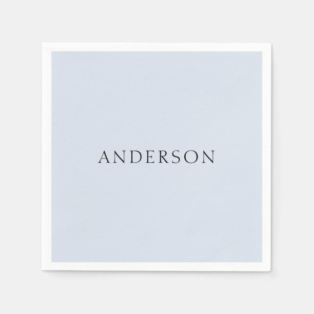 Dusty Blue Custom Last Name II Napkins (Front)