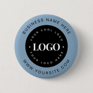 Dusty Blue Custom Logo Text Business Corporate Button