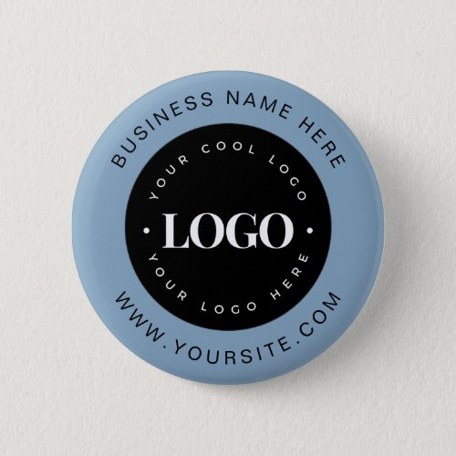 Dusty Blue Custom Logo Text Business Corporate Button
