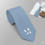 Dusty Blue | Custom Monogram Wedding Groomsmen  Neck Tie<br><div class="desc">Elevate your wedding day or special occasion look with this Elegant Monogram and Custom Name Neck Tie. This is the ultimate accessory for the groom and his entire wedding party, offering a stylish and sophisticated way to ensure everyone's look is coordinated and personal. Featuring a bold, classic white monogram initial...</div>