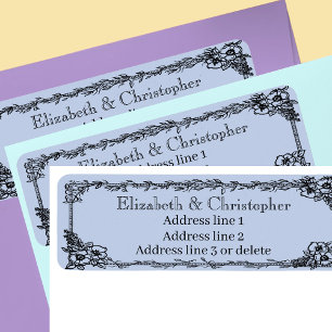 Dusty Blue Custom Name Floral Return Address Label