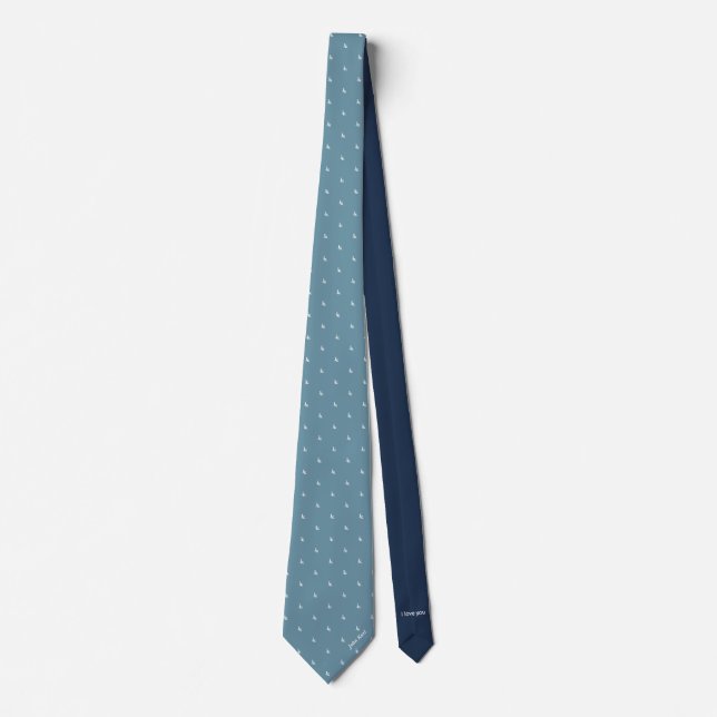 Dusty blue Custom Name Monogram Quote  Neck Tie (Front)