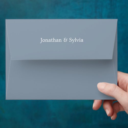 Dusty Blue Custom Name Simple Elegant Wedding Envelope