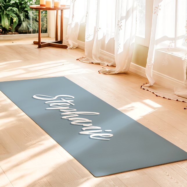 Dusty Blue Custom Name Simple Yoga Mat (Creator Uploaded)
