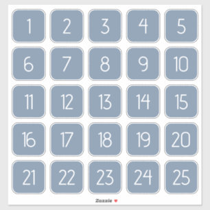 Dusty Blue Customizable Square Number Stickers