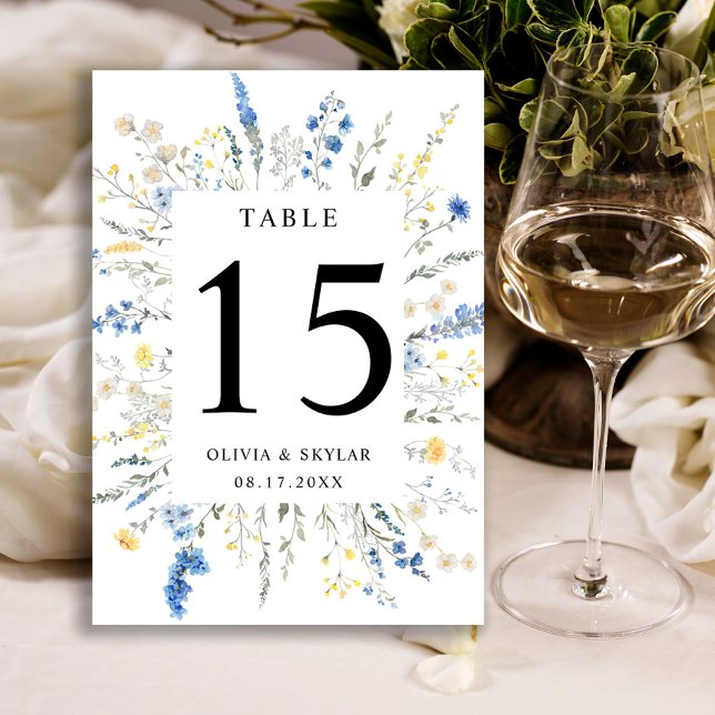 Dusty Blue Dainty Wild Floral Boho Table Number (Creator Uploaded)