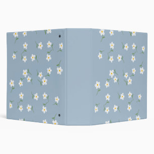 Dusty blue Daisy Floral Binder Hand-Drawn