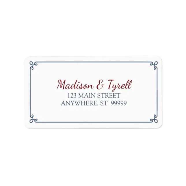 Dusty Blue & Dark Red Address Label | Zazzle