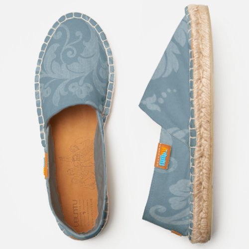 Dusty Blue Decorative Leafy Scrolls Espadrilles